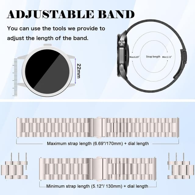 Detalle 2 de MaEiol 22mm stainless strap for Huawei