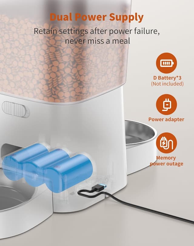 Detalle 2 de HoneyGuaridan 3.5L Automatic Cat Feeder for Two Cats (Timed, Programmable Up to 6 Meals)