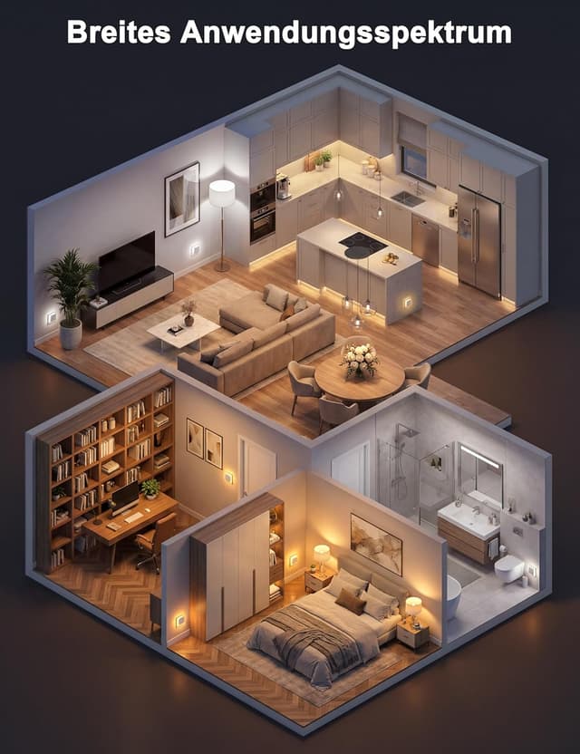 Detalle de NIORSUN Nachtlicht-Steckdose mit Bewegungs- und Dämmerungssensor (3er-Set) – dimmbares LED-Licht 1800K–5000K