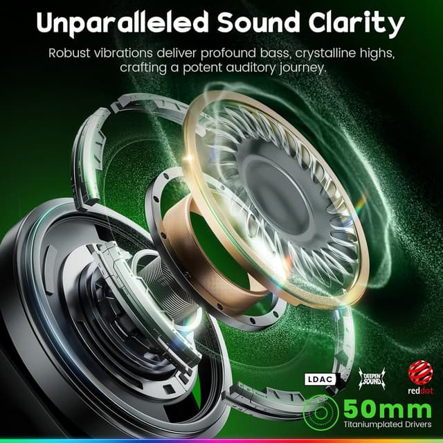 Detalle 2 de WESEARY Wireless Gaming Headset 50‑Hour battery