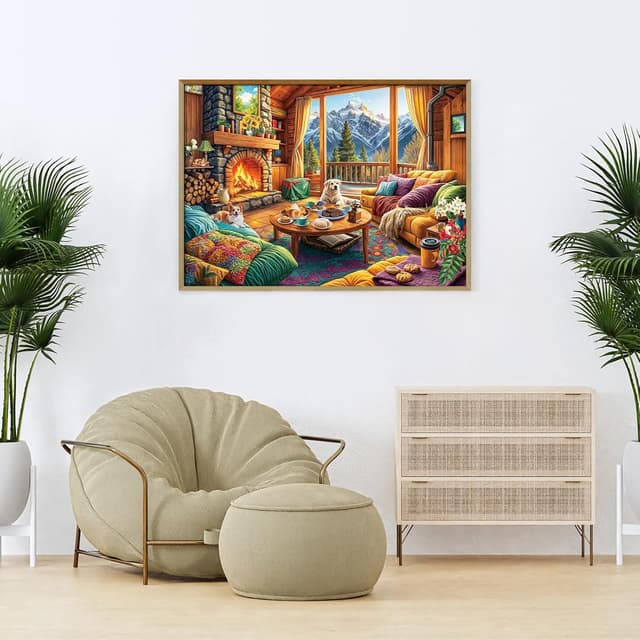 Detalle de 1000-Piece Adult Jigsaw Puzzle – Alpine Cabin Retreat (jigsaw puzzles for adults)