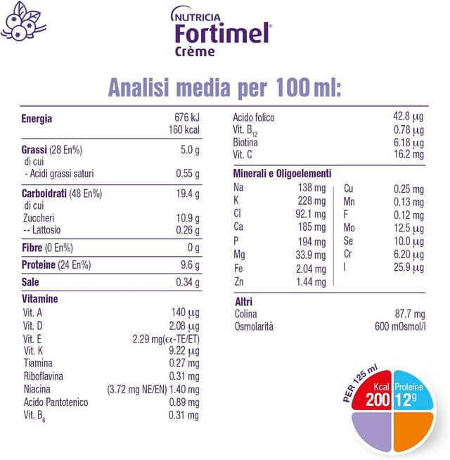 Detalle de NUTRICIA Fortimel Creme (4x125 ml) – supplemento nutrizionale cremoso per malnutrizione e difficoltà di deglutizione