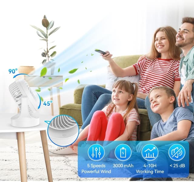 Detalle de Ventilatore da tavolo 3000 mAh ricaricabile