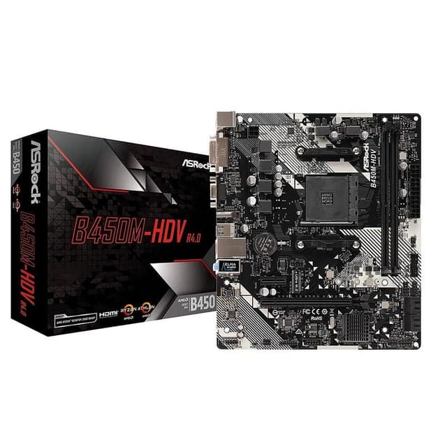 Detalle de Asrock B450M‑HDV R4.0 placa base AM4