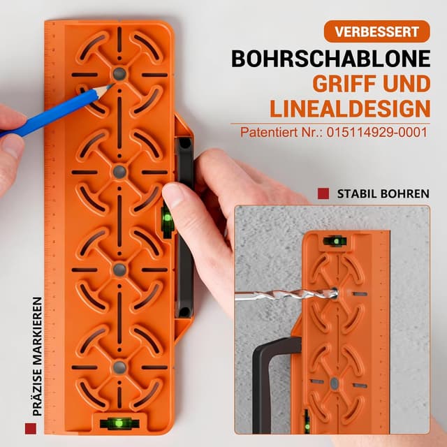 Detalle 2 de Plantilla de perforación para enchufe 71 mm con regla 30 cm