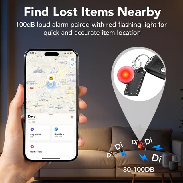 Detalle de 2-in-1 Air Tracker Tags 2-Pack Bluetooth Item Finder (Works with Apple Find My) — iOS Only