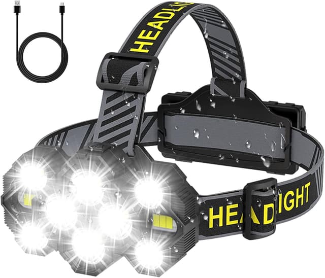 Detalle de Victoper Head Torch Rechargeable V10000 Upgraded 22000 Lumen LED Headlight (10 LEDs, 10 Modes)