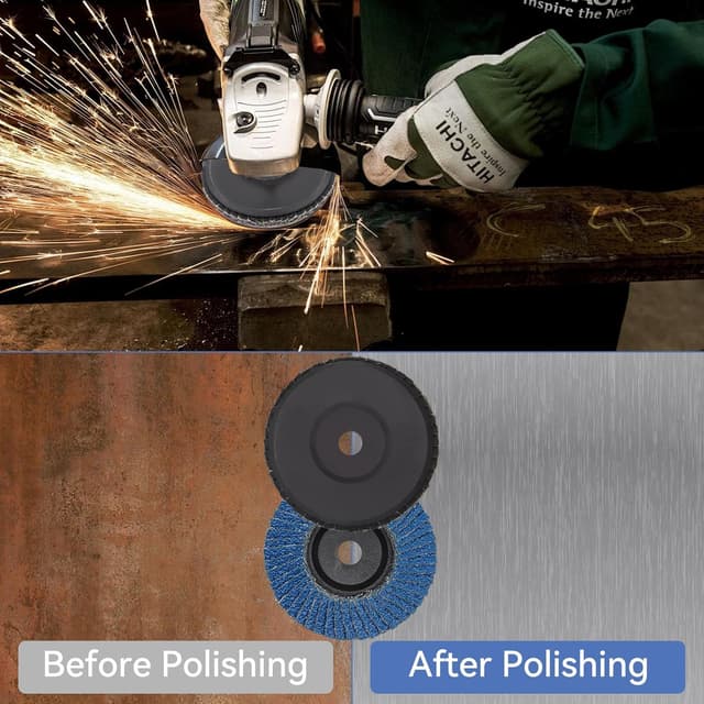 Detalle de 10er-Set Fächerscheiben Ø 76 mm (40 Korn) für Winkelschleifer – Lamellenschleifscheiben zum Entgraten, Entfernen von Rost und Farbe