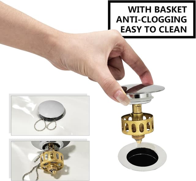 Detalle de kelleria Piletta universale per lavabo bagno con click-clack e troppopieno cromata