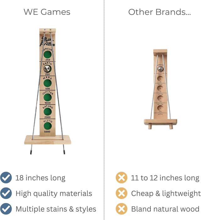 Detalle de WE Games Shoot the Moon Solid Wood Rolling Ball Game for Family Fun & Skill Building