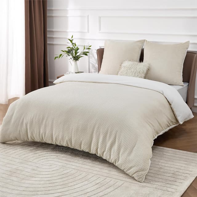 Detalle de BEDSURE Flauschige Bettwäsche 155x220 Grau