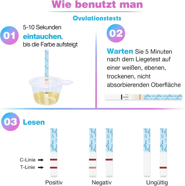 Detalle de Easy@Home 40 Ovulationsteststreifen & 10 Schwangerschaftsteststreifen inkl. Premom-App (5 mm)