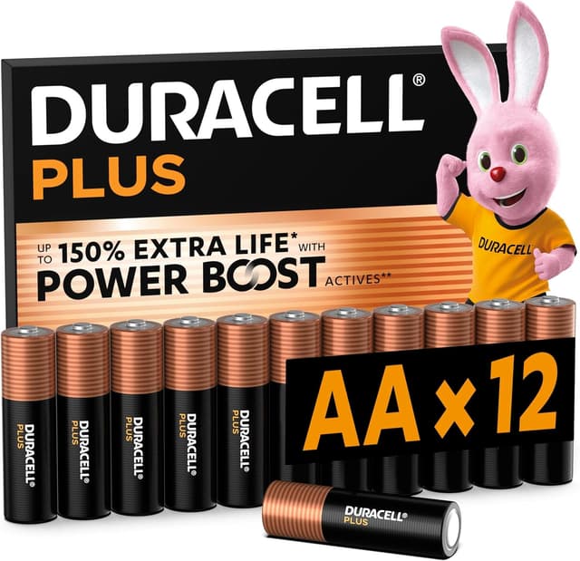 Detalle de Duracell Plus AA MN1500, 12 pilas alcalinas