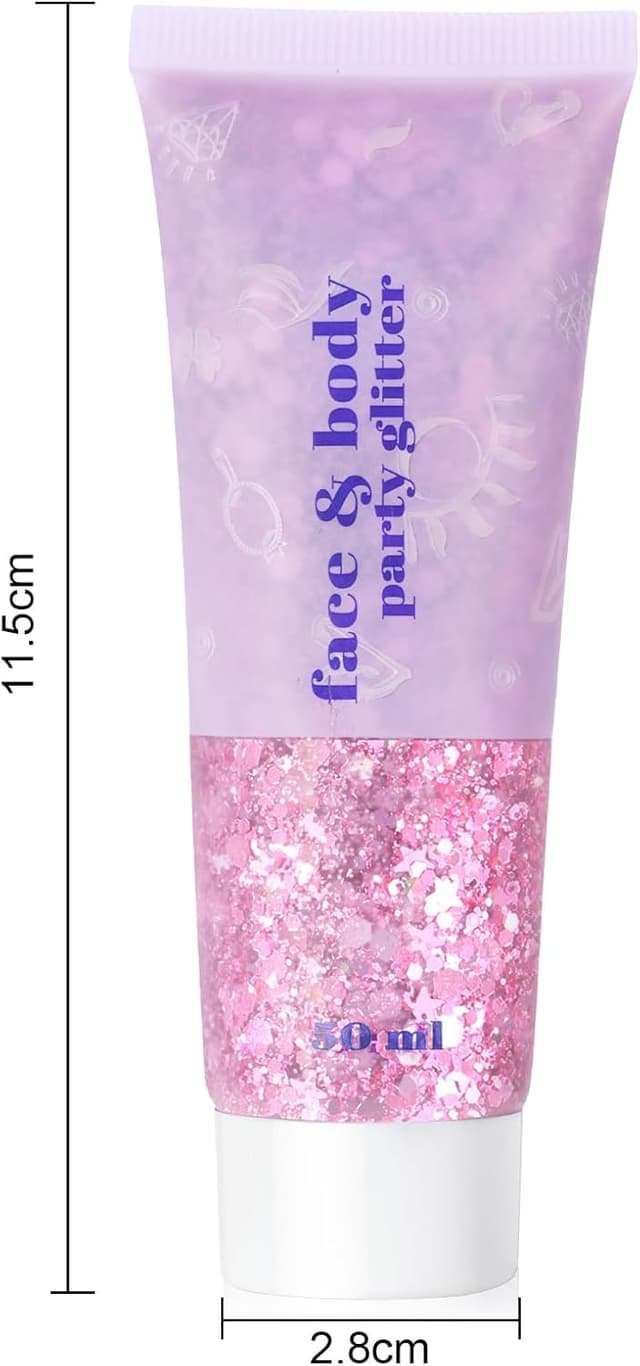 Thumbnail 6 de URAQT Glitter Corpo, 3 gel glitterati da 50 ml (Argento+Rosa+Bianco) per viso, unghie, occhi, labbra, capelli e corpo