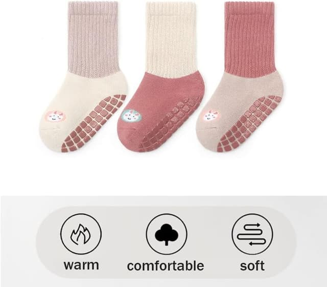 Detalle de FedMois 6er Pack Baby & Kleinkinder ABS-Wintersocken aus Baumwolle mit rutschhemmenden Noppen