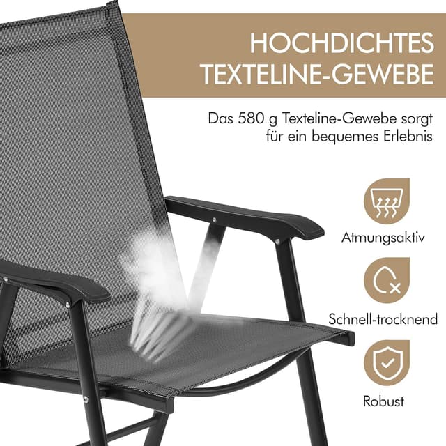Thumbnail 6 de Yaheetech 4er Set Gartenstühle Klappstühle Hochlehner mit Rückenlehne & Armlehnen bis 150 kg Belastbarkeit
