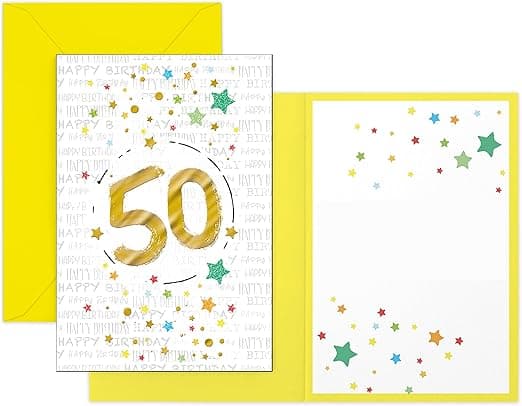 Imagen de ARKRAFT Tarjeta 50 Años cumpleaños oro y purpurina 🎂 en OfertitasTOP