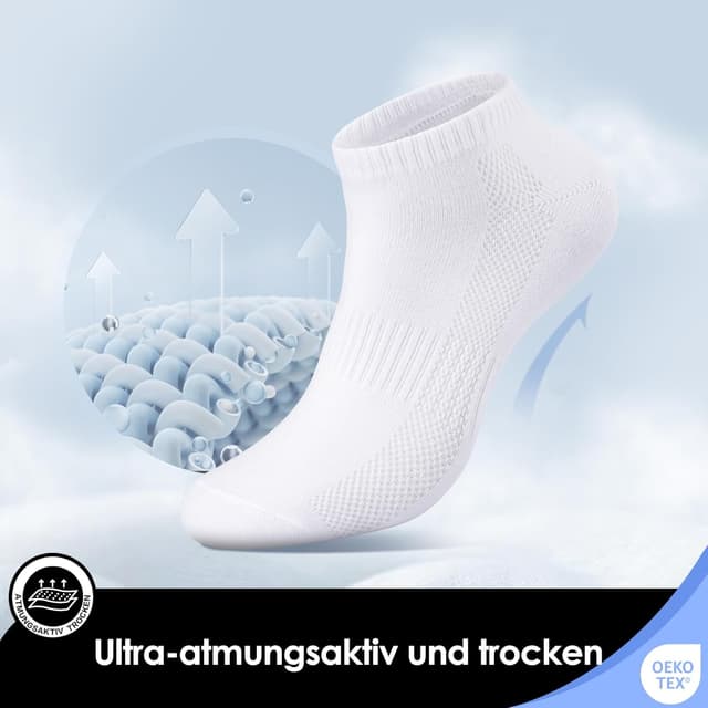 Detalle de Falechay Sneaker Socken (10 Paar) – kurze, atmungsaktive Baumwoll-Sportsocken für Herren & Damen, Unisex