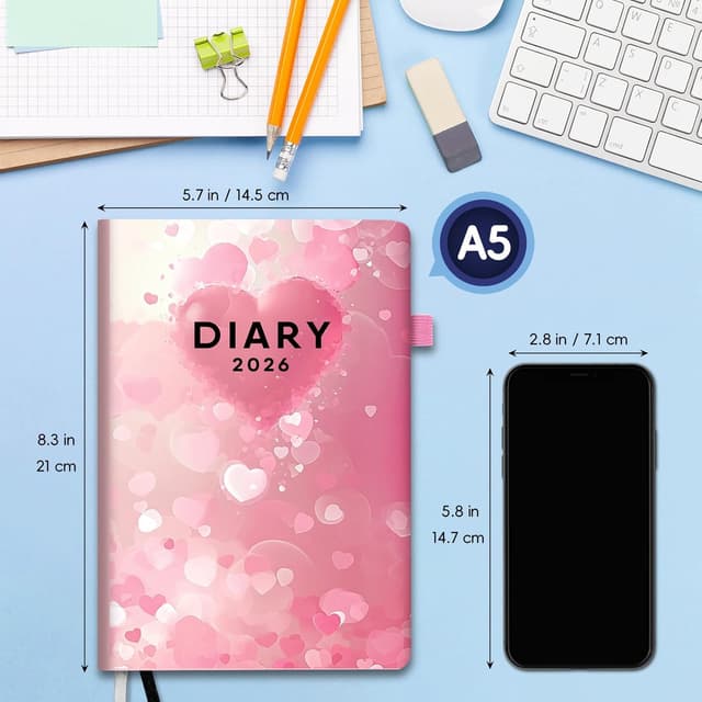 Detalle de Pcuntslo Agenda 2026 semainier A5 (janvier à décembre 2026) – 200 feuilles/400 pages, bloc note journalier