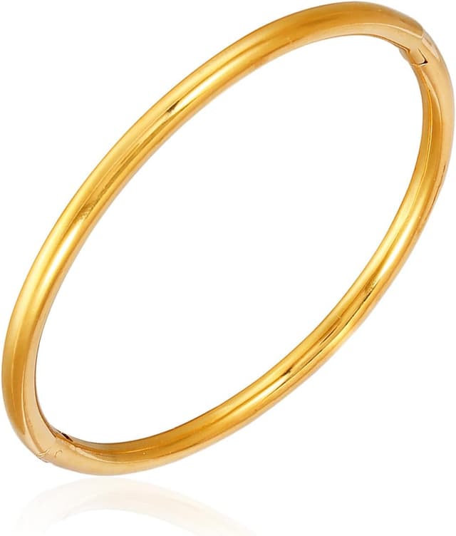 Detalle 2 de MILAKOO Gold Armreif für Damen aus Edelstahl mit Federverschluss – Boho „Open“ Bangle Bracelet