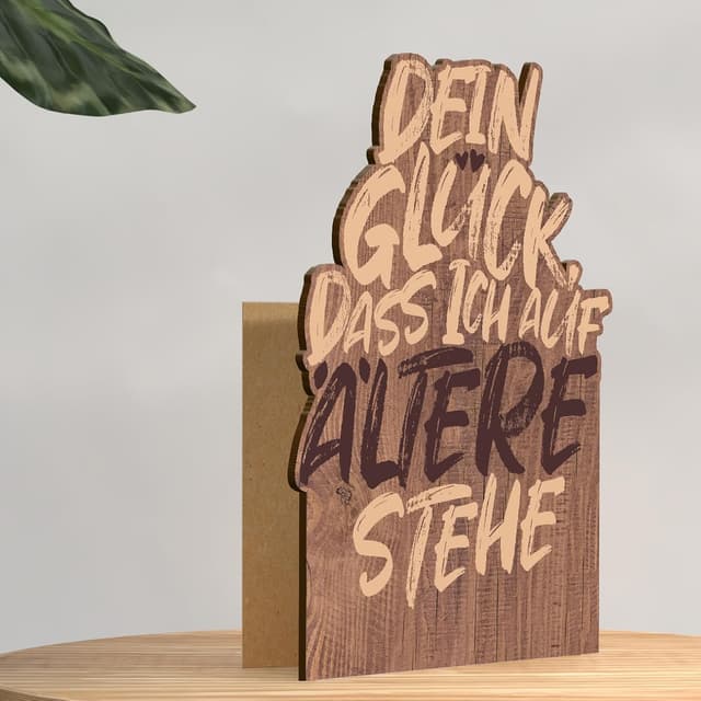 Detalle de Lustige Geburtstagskarte aus Holz – 3D-Holzkarte für ältere Männer (Geburtstag, Paarkarte)