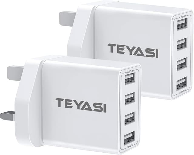 Detalle de Multi USB Charger Plug UK 4-port 2-pack