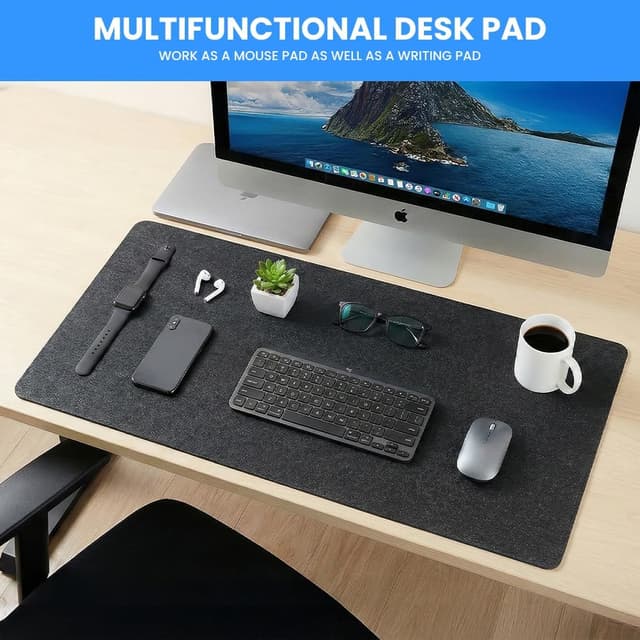Detalle de AUYAO sottomano da scrivania in feltro 80 x 40 cm antiscivolo (nero e grigio)