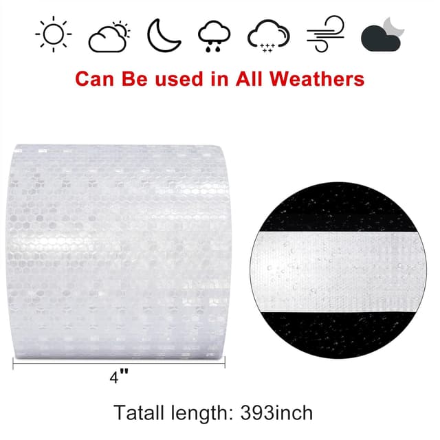 Detalle 2 de XFXIA Nastro riflettente adesivo bianco 10 cm × 10 m per auto, moto, bici e attività notturna