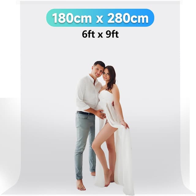 Detalle 2 de JEBUTU 1.8x2.8m White Backdrop (6x9ft) – Portable, Collapsible Polyester Photography & Video Background