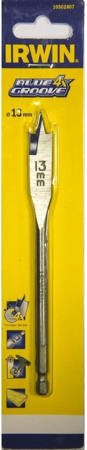 Detalle de Irwin 10502807 4X Blue Groove Flat Bit, 13mm x 152mm