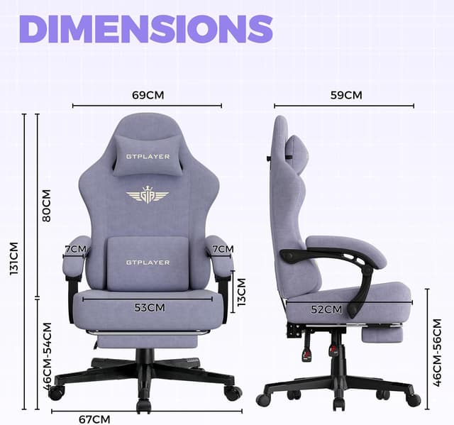 Detalle de GTPLAYER chaise gaming ergonomique violet