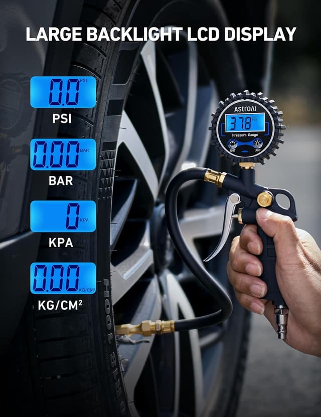 Detalle 2 de AstroAI Digital Tire Pressure Gauge 3-250 PSI 📏