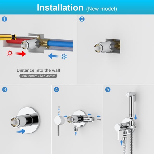 Thumbnail 6 de Grifema doccia per bidet portatile con supporto G154-1, miscelatore per acqua calda e fredda cromato/argento