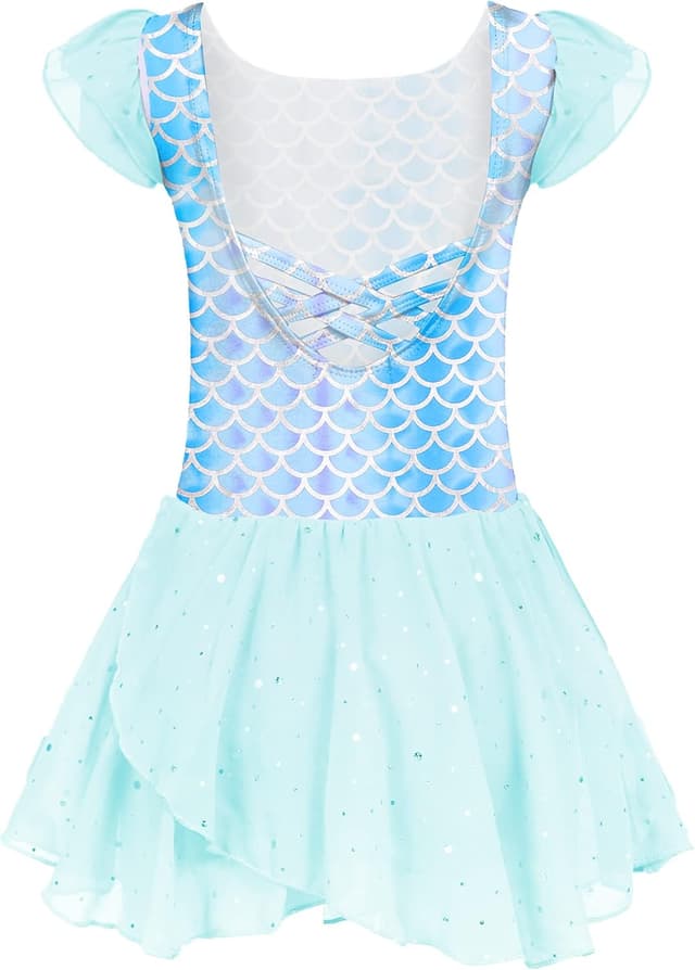 Detalle de Arshiner Girls Ruffle Sleeve Ballet Dance Dress Leotard with Tutu Skirt