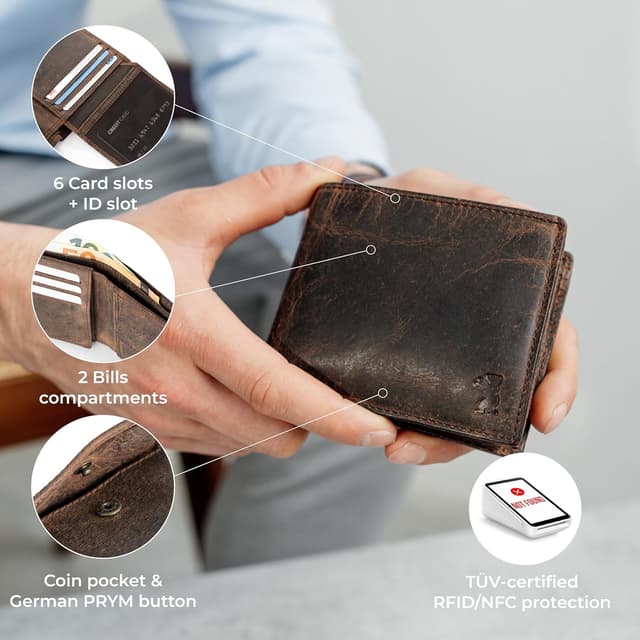 Thumbnail 4 de Berliner Bags Peter Carter Hombre RFID ✨ Piel Delgado Vintage