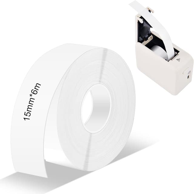 Detalle de OFFCUP Label Maker Tape (15mm x 6m) waterproof anti-oil thermal label tape replacement for P11/P12/D30/D35 and HP1/HP3
