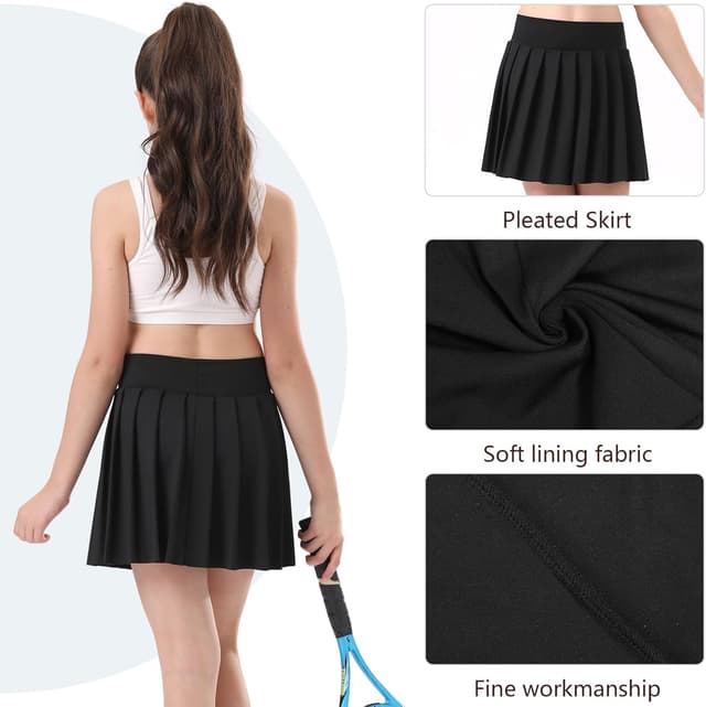 Detalle 2 de Bezioner Girls Tennis Skirt with Shorts (Golf skort) with Dual Pockets