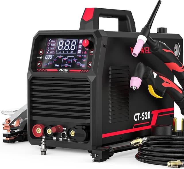 Detalle de YESWELDER CT-520 5-in-1 TIG Welder & Plasma Cutter (200A TIG/Stick, 50A Plasma, Dual Voltage 110/220V)