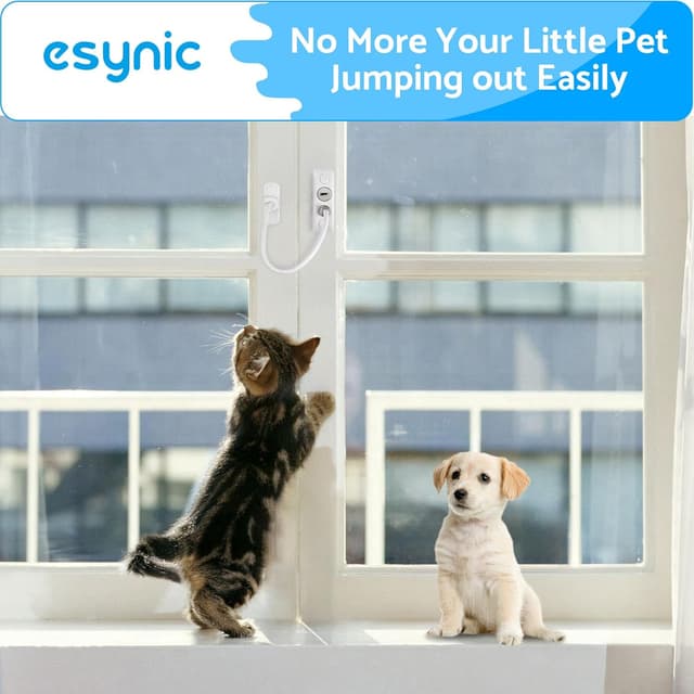 Detalle de eSynic 10-Pack Window Locks with Cable Restrictor for UPVC Windows (Child Safety)