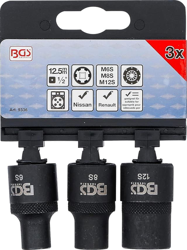 Detalle 2 de BGS 9336 – Jeu de douilles profil cannelé pour RIBE M6S, M8S, M12S (3 pièces)