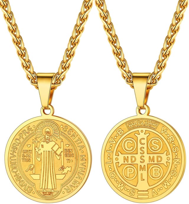 Detalle de U7 Collana Medaglia San Benedetto in Acciaio 50+5 cm