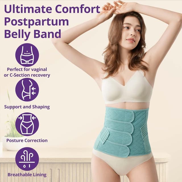 Detalle de JOYNCLEON Fascia post parto con cintura pelvica regolabile per parto naturale e cesareo (Grün, XXL)