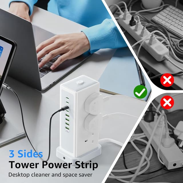 Thumbnail 5 de Tower Extension Lead with USB Slots 6 Way 13A 3250W