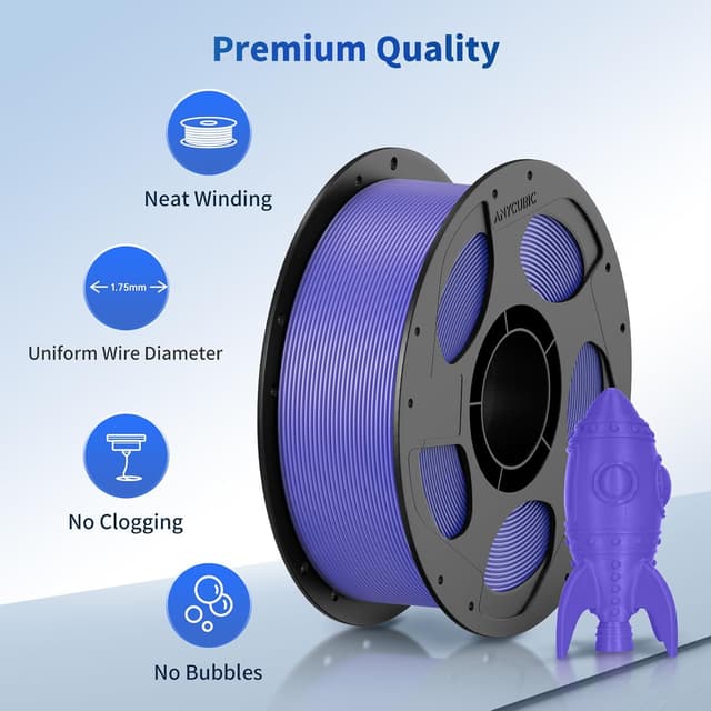 Detalle 2 de Anycubic PLA Filament Refill 1.75mm (1KG) in Black – for reusable spools, ±0.02mm accuracy