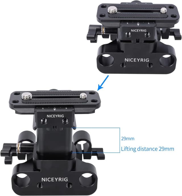 Detalle 2 de NICEYRIG Baseplate with Arca Lifting 29mm Head Baseplate (15mm Rod Rail Clamp) for Camera 548