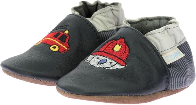 Detalle de Robeez Badge Fire chausson garçon en cuir, sans talon