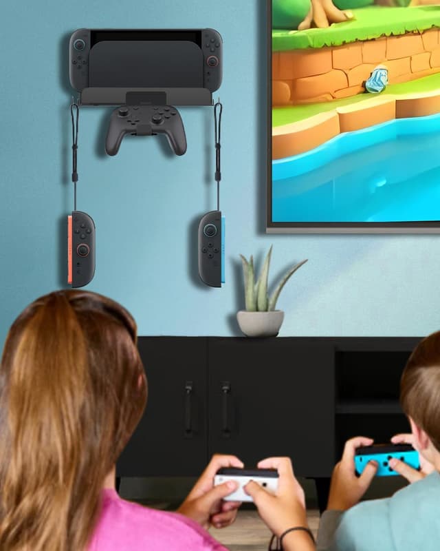 Thumbnail 6 de Sehawei Wandhalterung für Switch 2 – platzsparende Halterung mit Joy-Con-Haken, Ablage und Controller-Halter