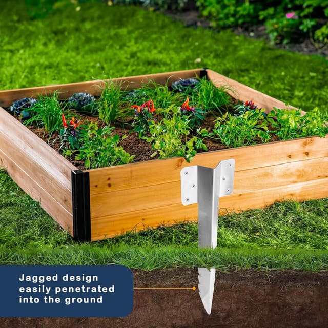 Detalle de 10 Pack Railway Sleeper Brackets (Galvanised Steel) with 60 Screws & Glove for Garden Edging, Raised Beds & Fence Posts