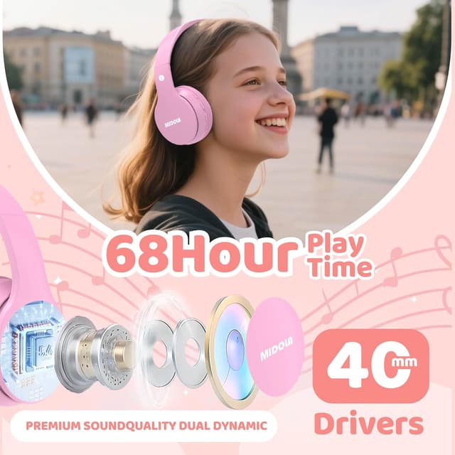 Thumbnail 1 de MIDOLA Kids Headphones Bluetooth 68H Play Time