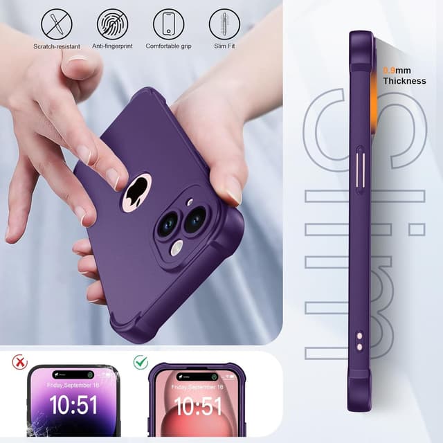 Detalle 1 de iPhone 15 case 6.1, 360 shockproof purple